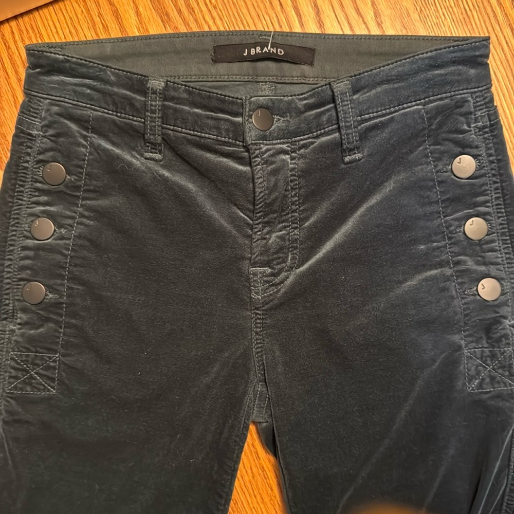NWOT J Brand Zion Moorland Velvet Skinny Jeans pants Green Size 25